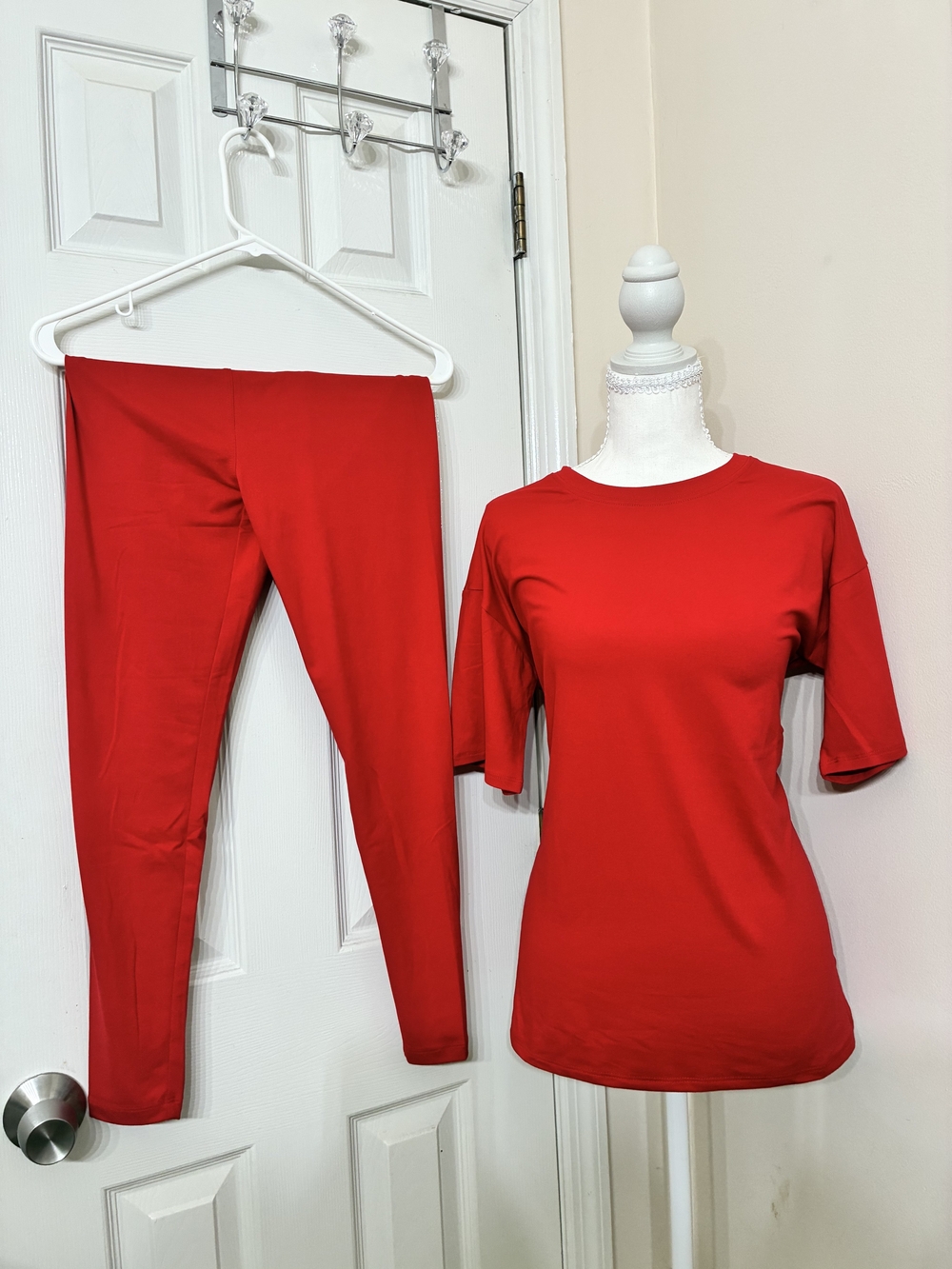 Zenana Red Jersey Top & Leggings Set